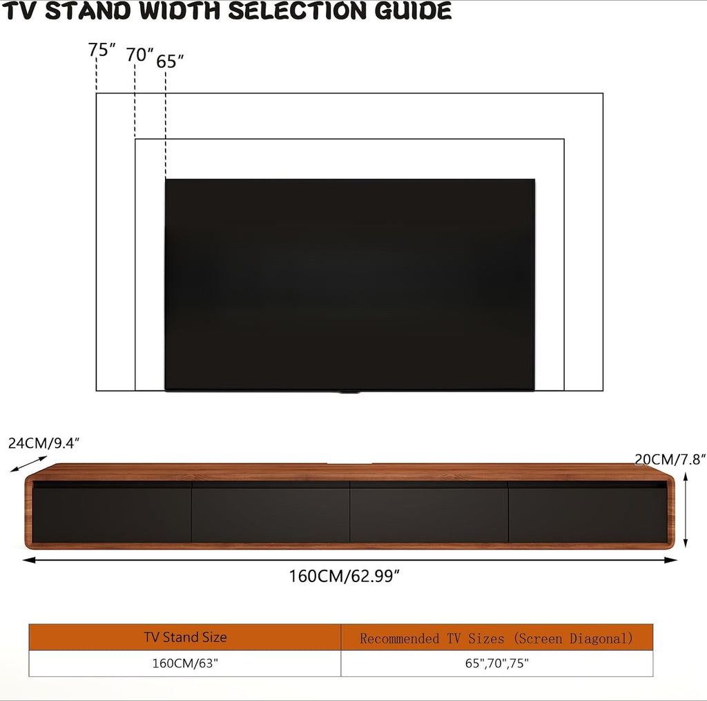 Wall‑Mounted Floating TV Media Console Cabinet