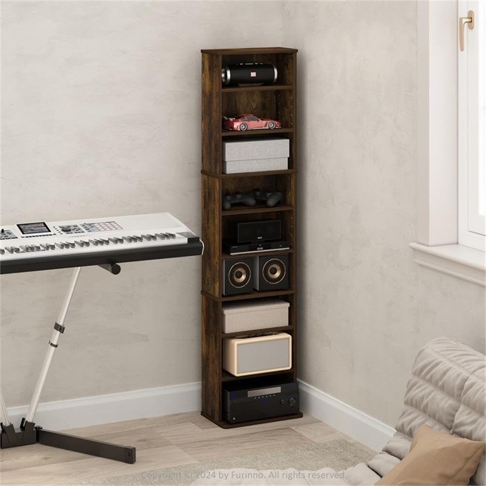 9‑Shelf Adjustable Media Storage Tower Organizer