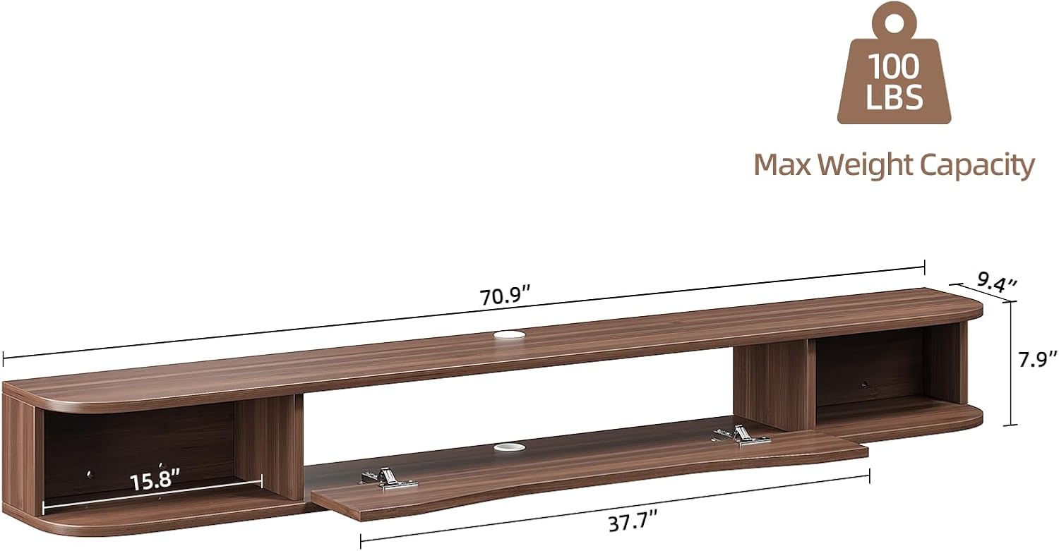 Walnut Wall‑Mounted Floating TV Console Stand