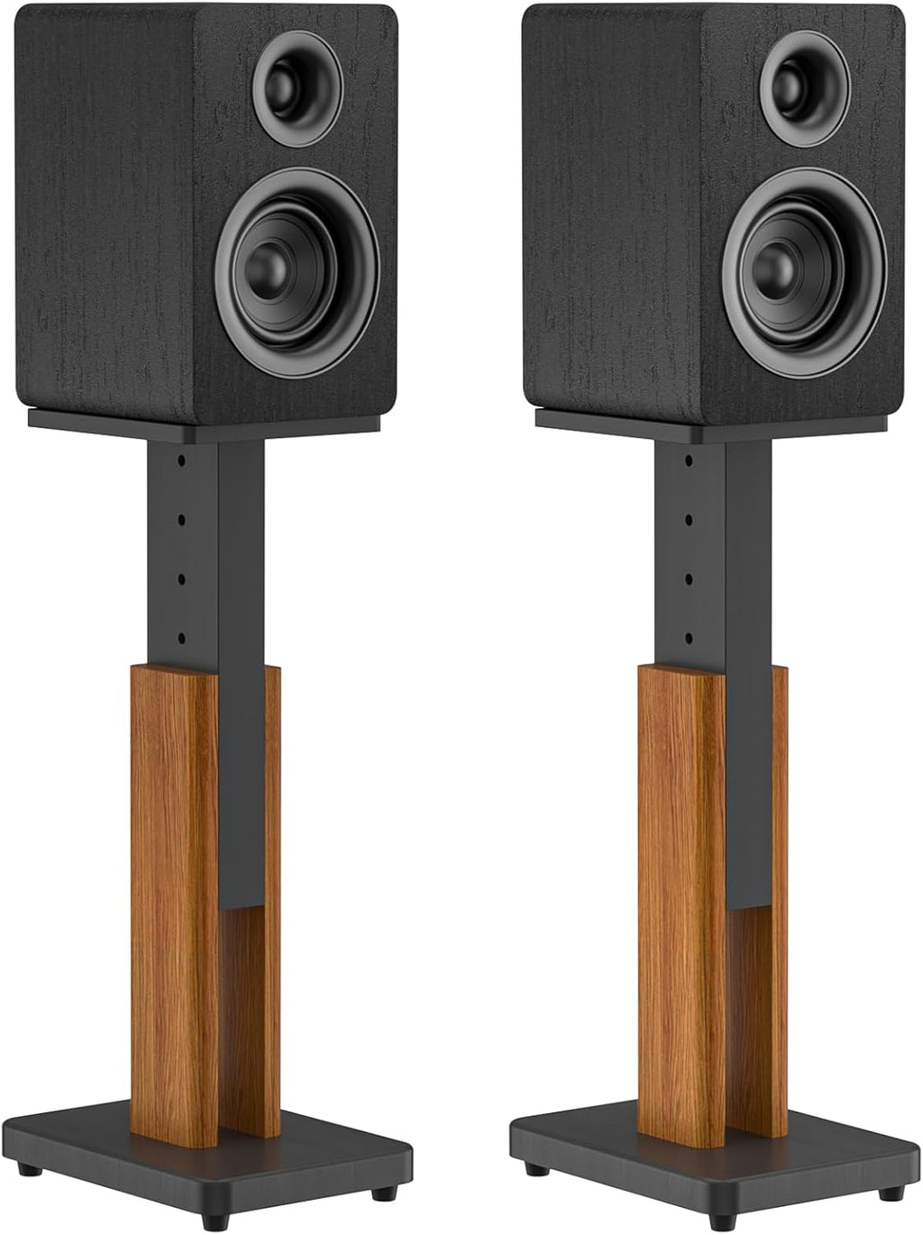 Adjustable Wood‑Grain Speaker Stands Pair
