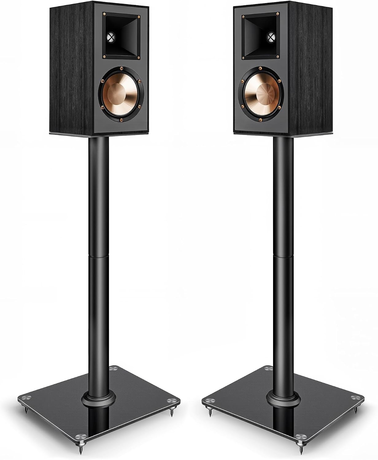 Glass‑Base Fixed‑Height Speaker Stands Pair