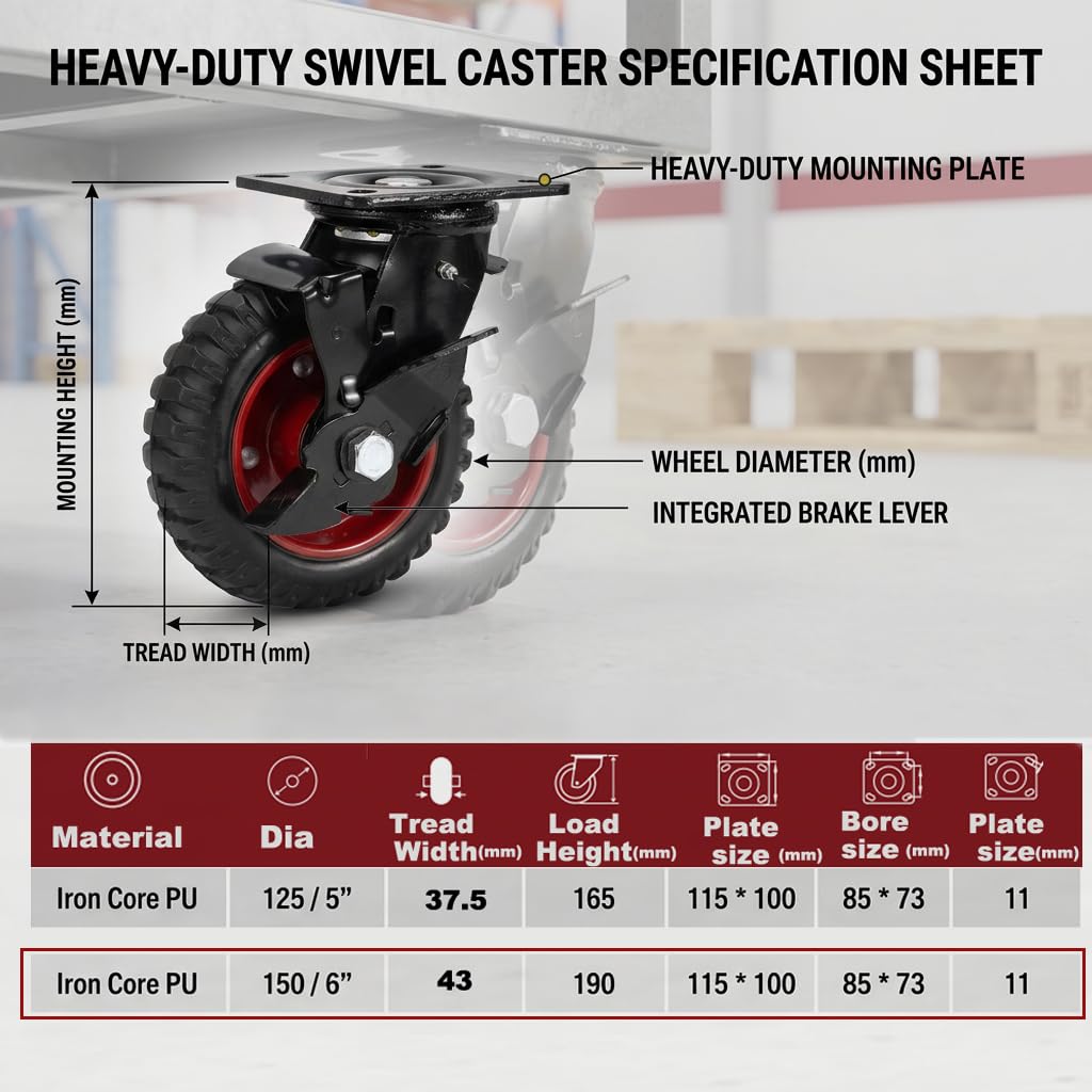Outdoor Heavy‑Duty Swivel Caster Wheels With Brake