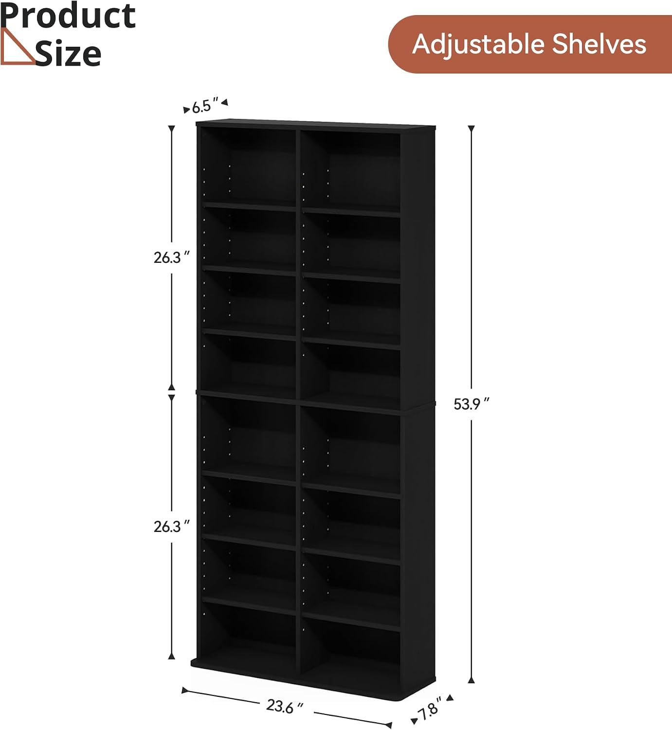 16‑Tier Adjustable Media Storage Tower Organizer