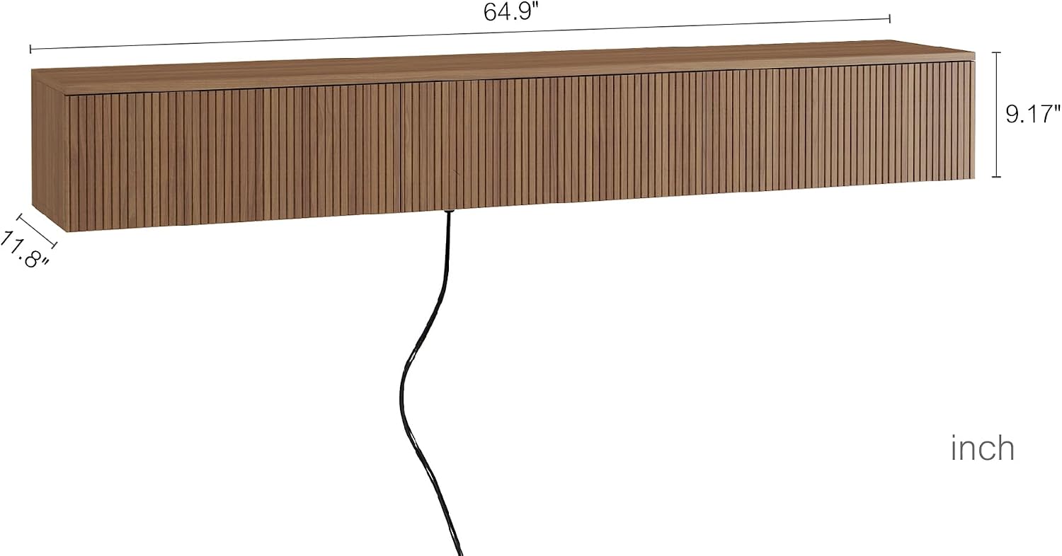 Modern Floating TV Stand With LED Storage Console