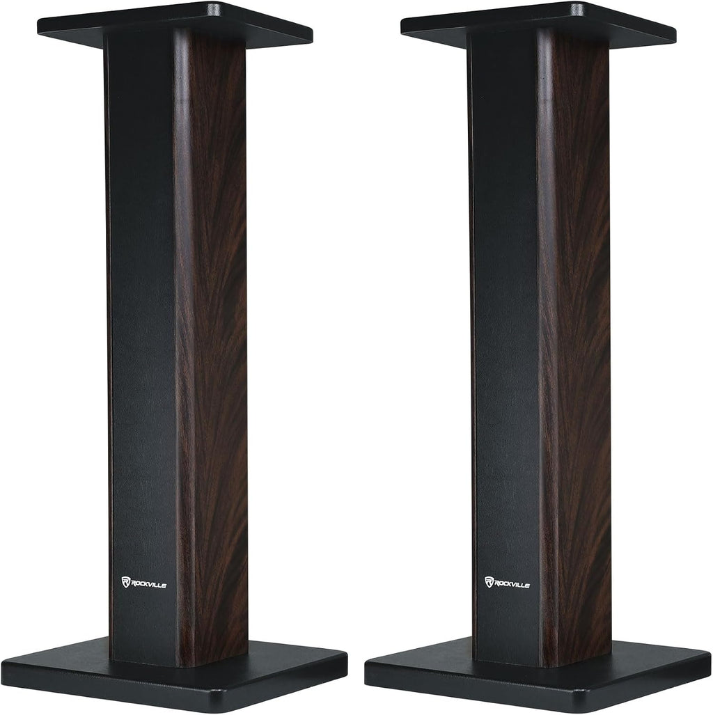 Dark Wood Home Theater Speaker Stands Pair