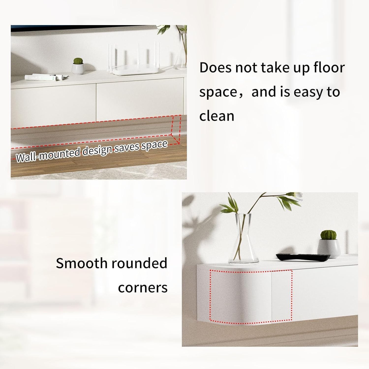 Modern White Wall‑Mounted Floating TV Console