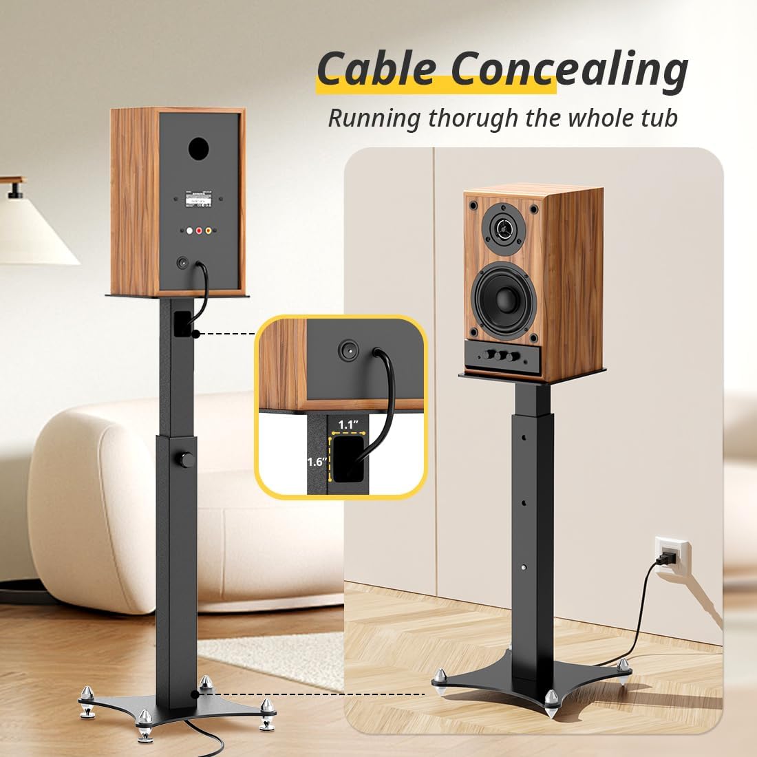 Heavy‑Duty Adjustable Metal Speaker Stands Pair