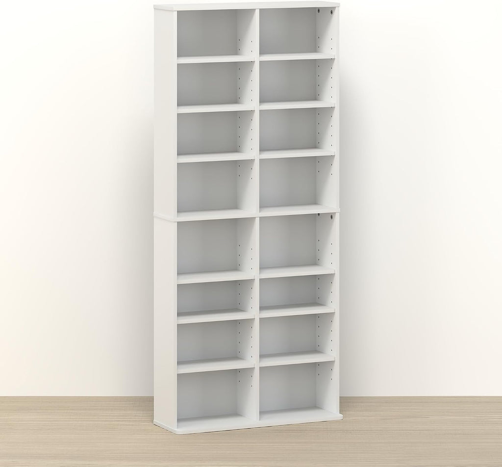 16‑Shelf Adjustable Media Storage Tower Organizer