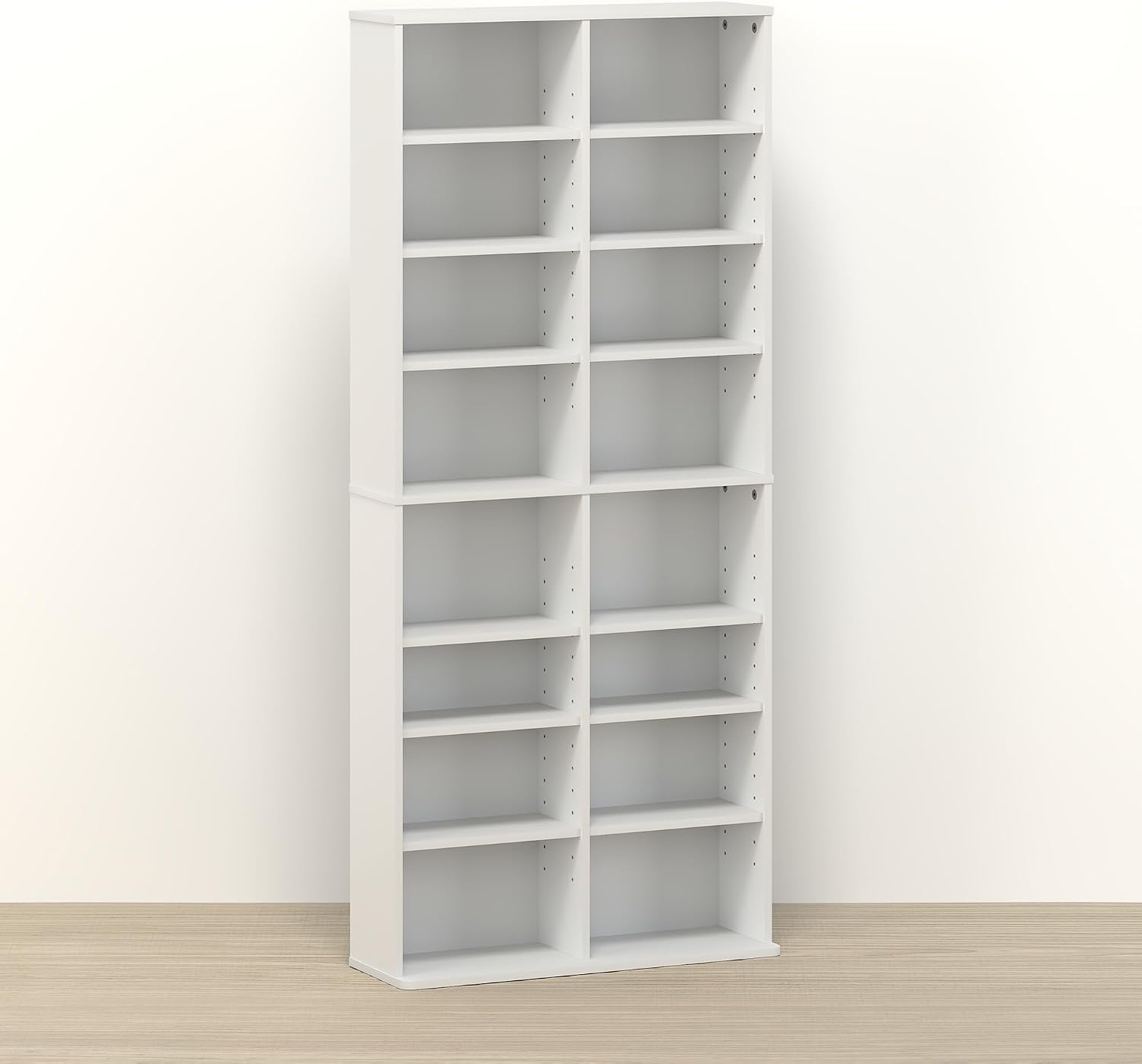 16‑Shelf Adjustable Media Storage Tower Organizer