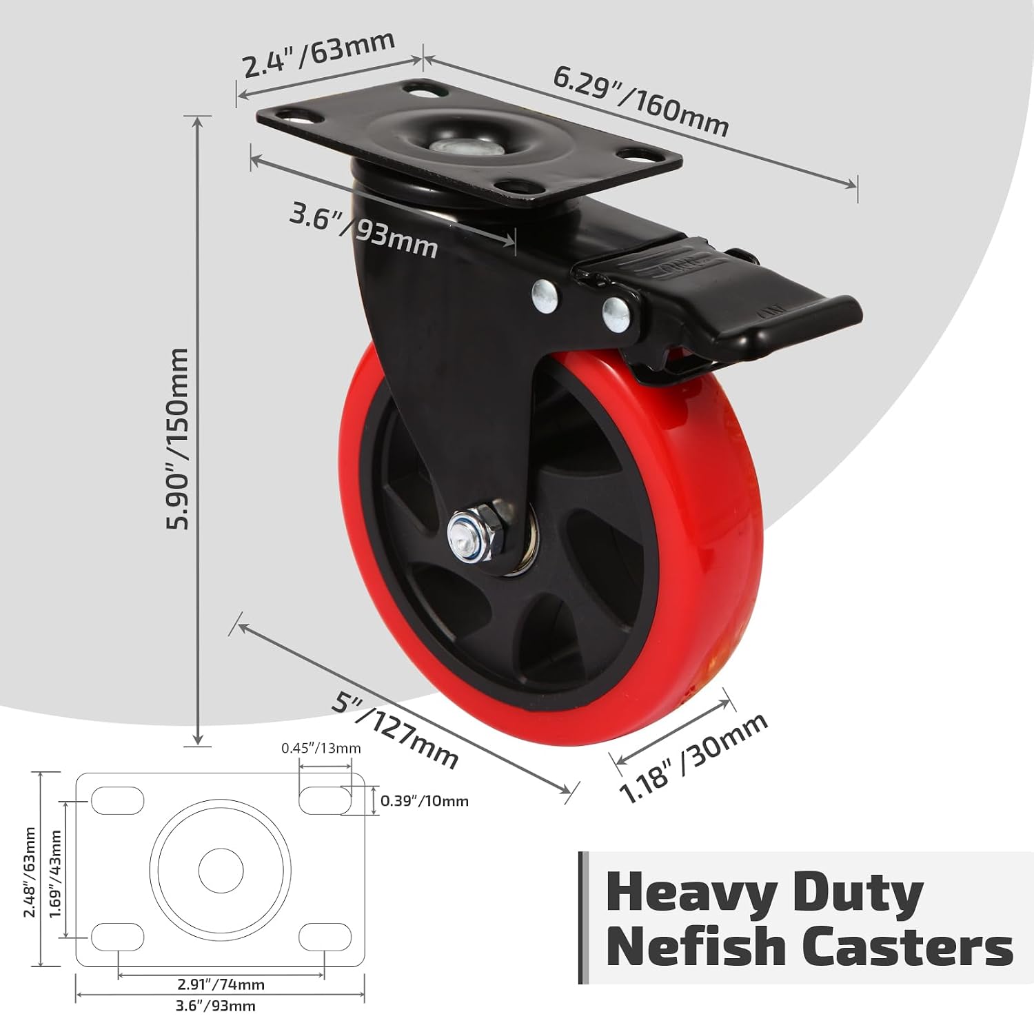 Industrial Swivel Caster Wheels With Brake