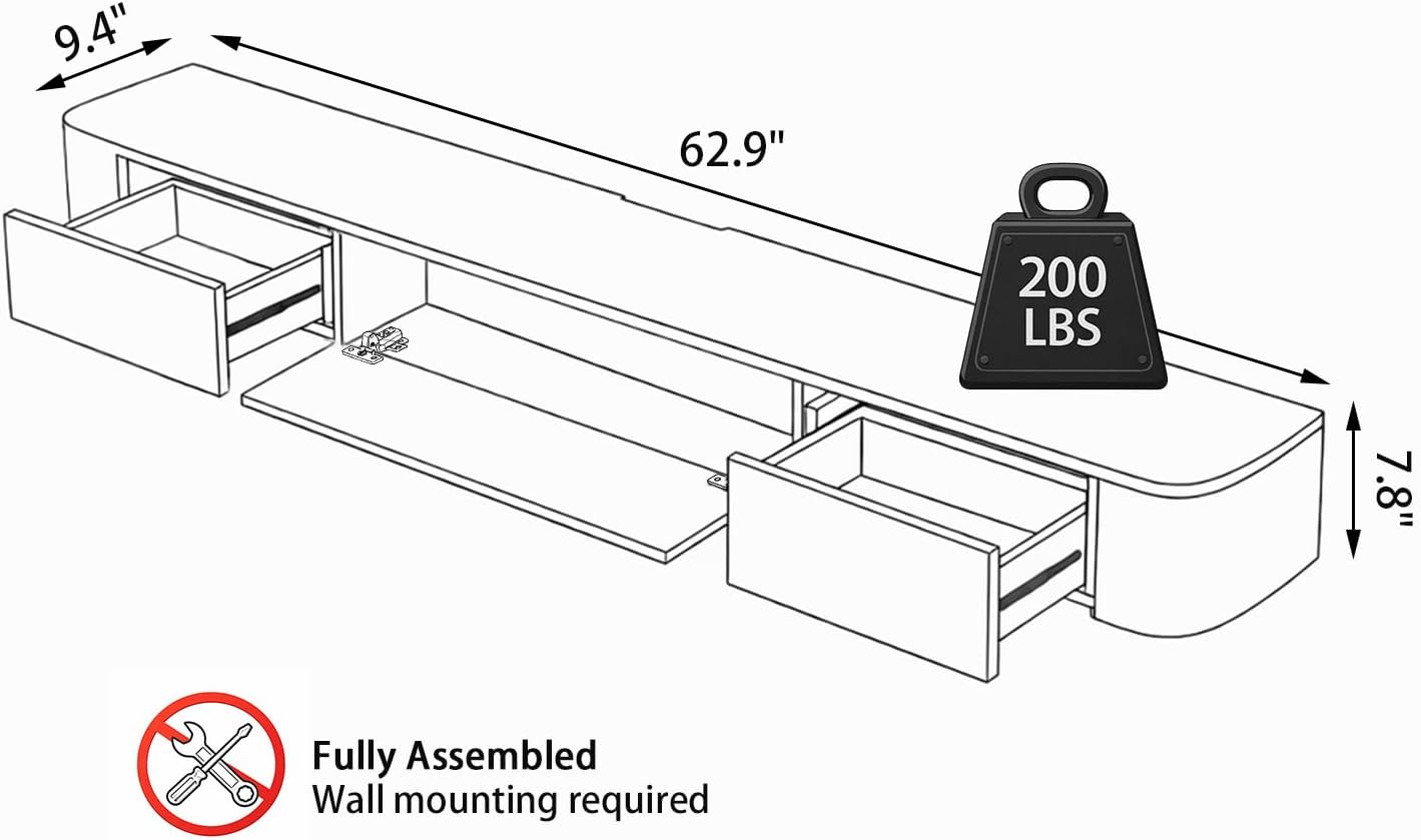 Wall‑Mounted Floating TV Console With LED Lights