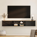 Farmhouse Floating TV Stand With Storage Doors