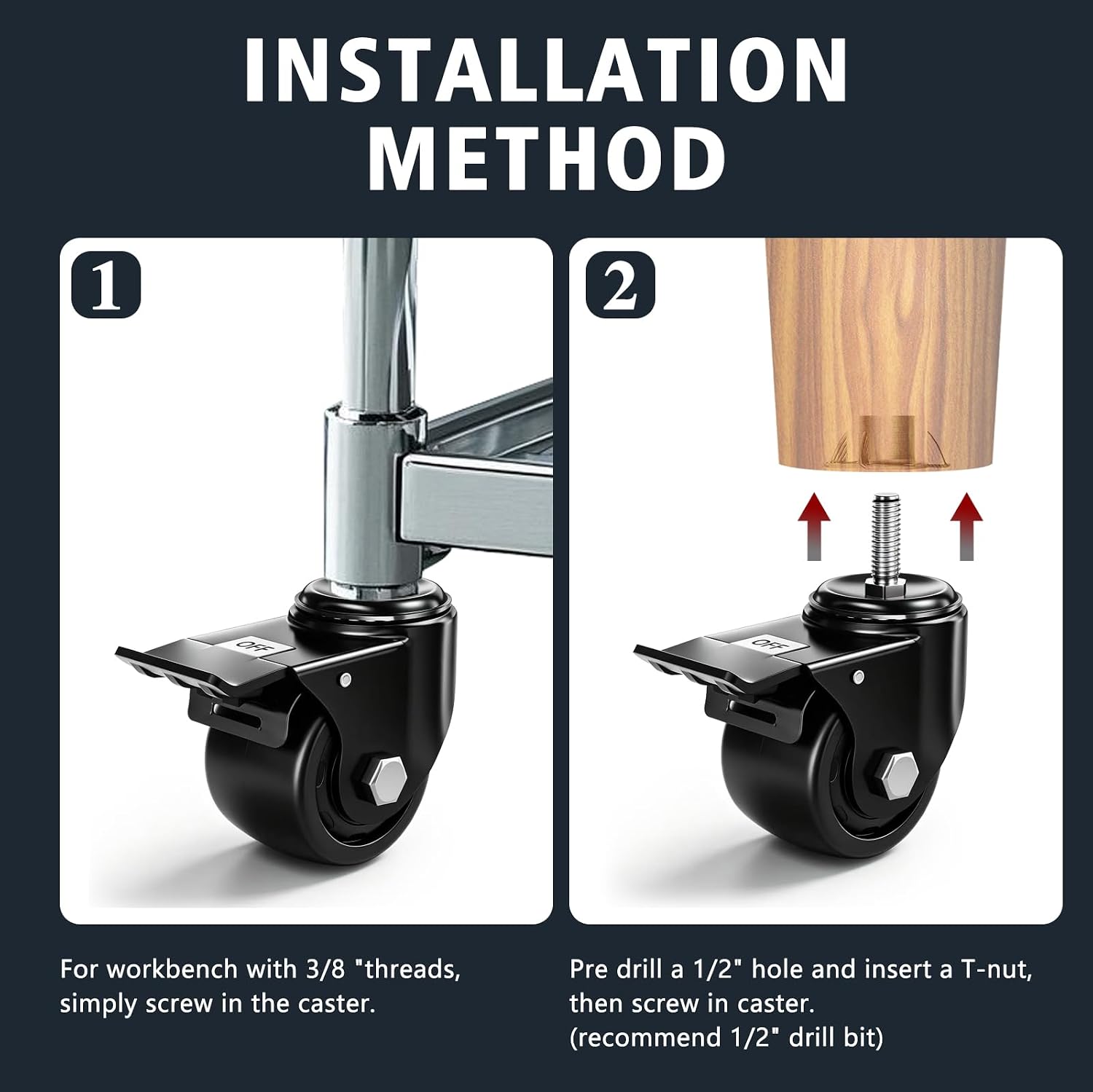 Heavy‑Duty Locking Swivel Stem Caster Wheels