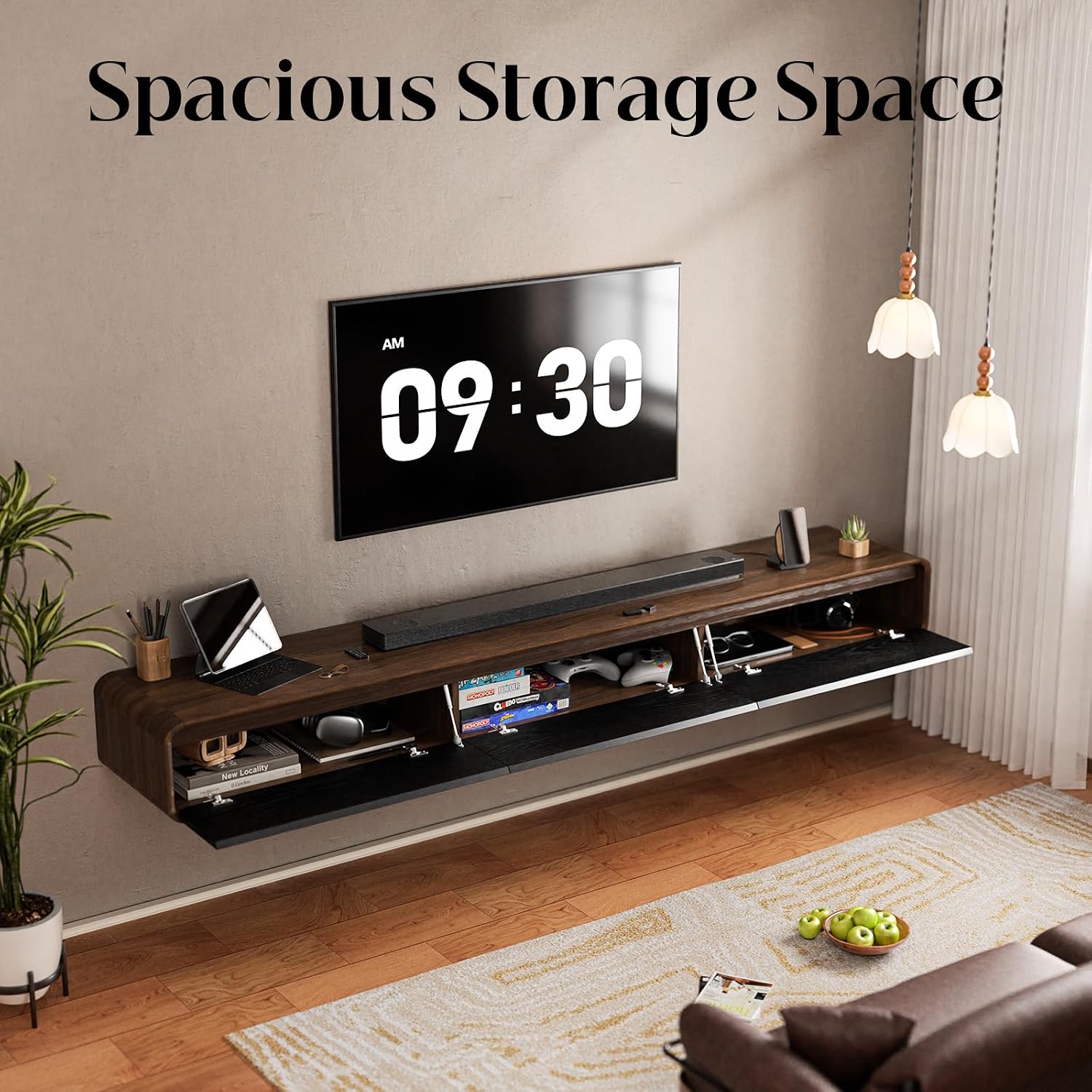 Wall‑Mounted Floating TV Storage Console Stand