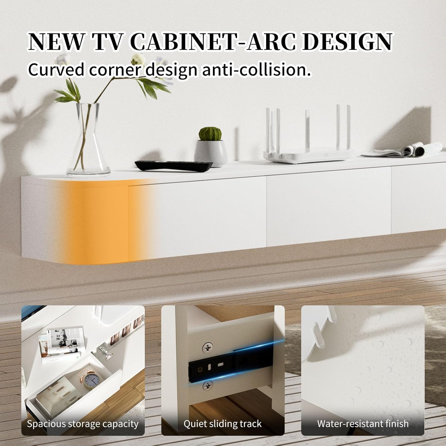 Modern White Wall‑Mounted Floating TV Console