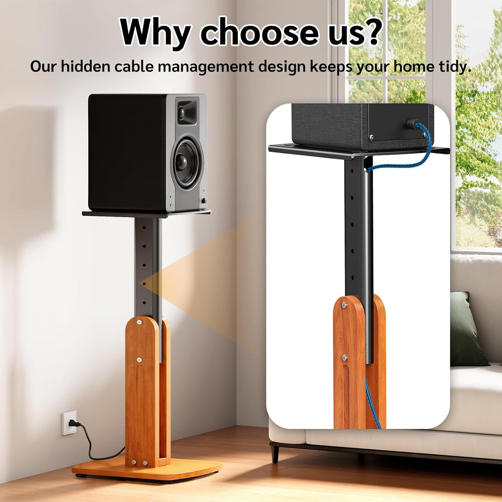 Solid Wood Monitor Speaker Stands Pair