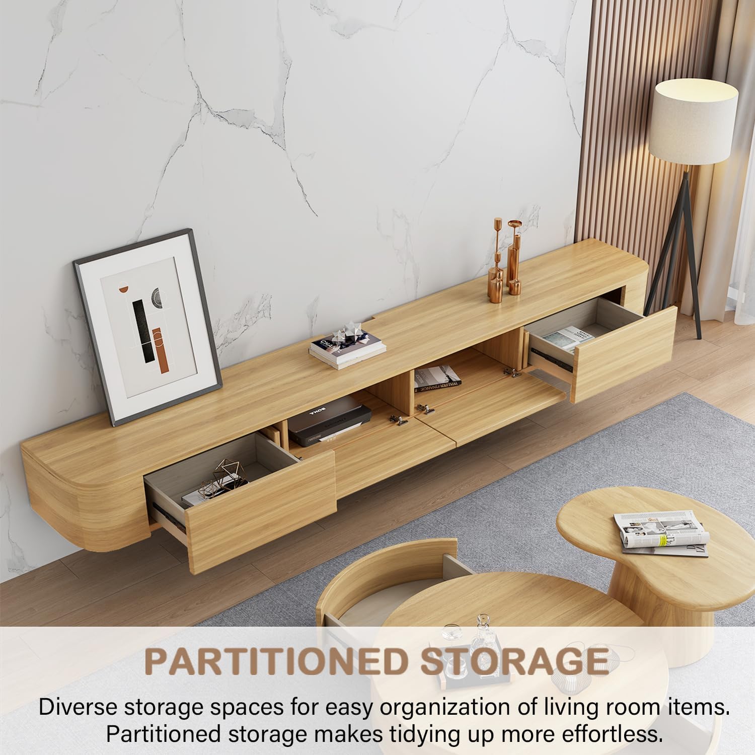 Wall‑Mounted Floating TV Console With LED Lights