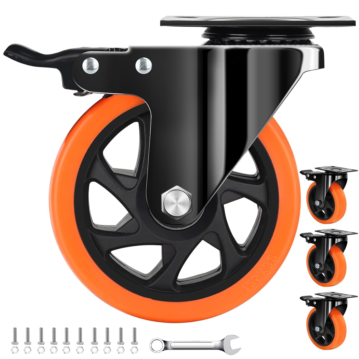 Heavy‑Duty Silent Caster Wheels With Dual Brake