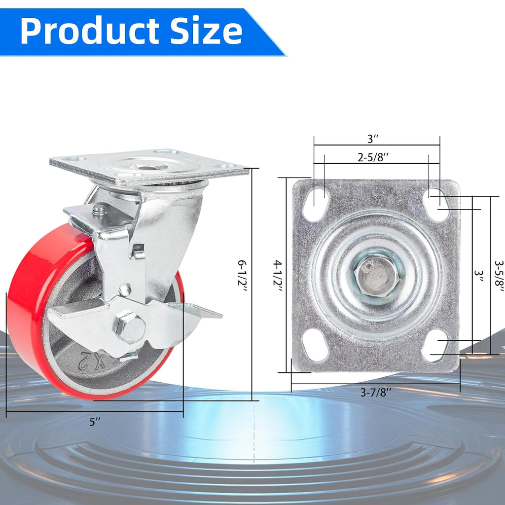 Industrial Heavy‑Duty Swivel Caster Wheels With Brake