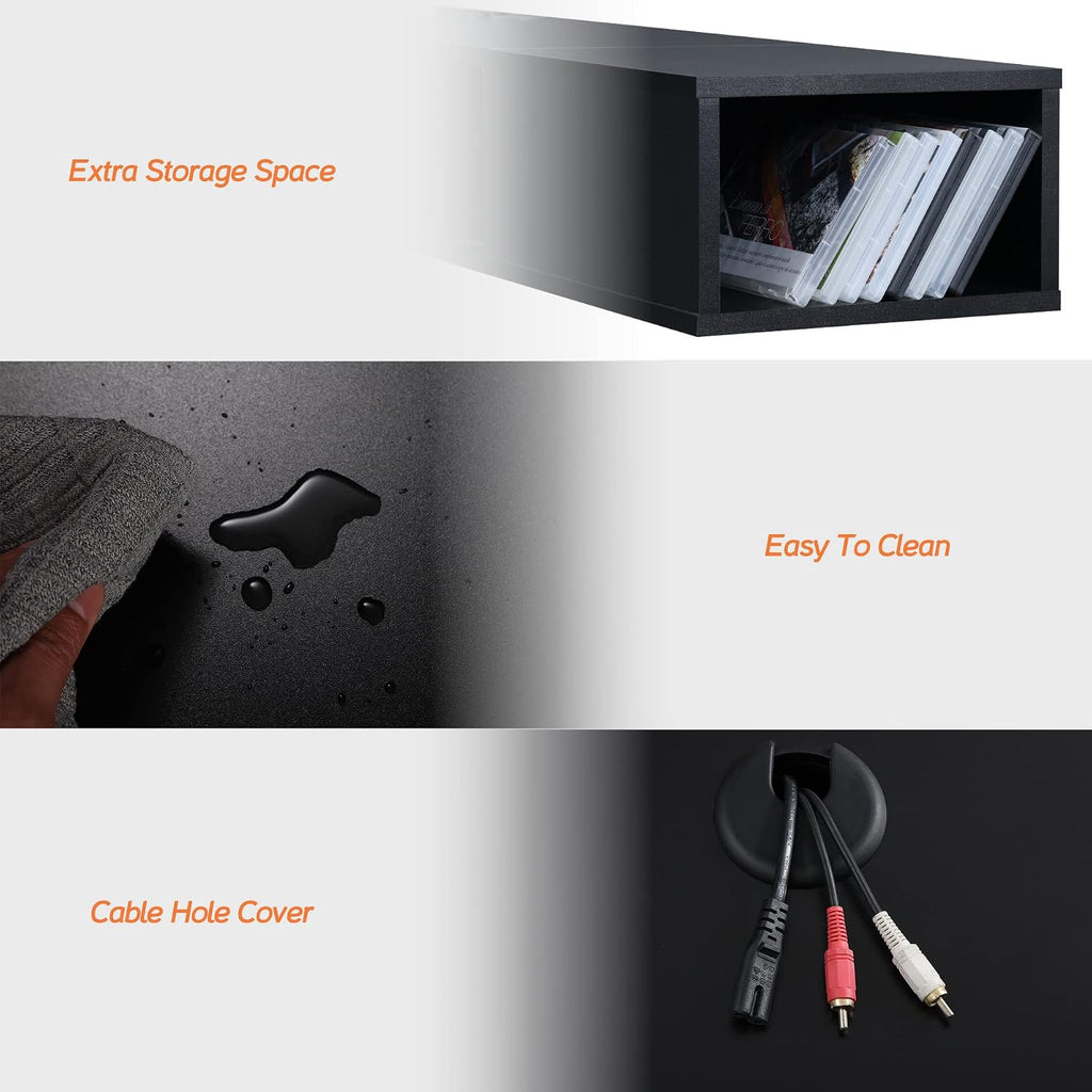 Black Floating Entertainment TV Console Stand