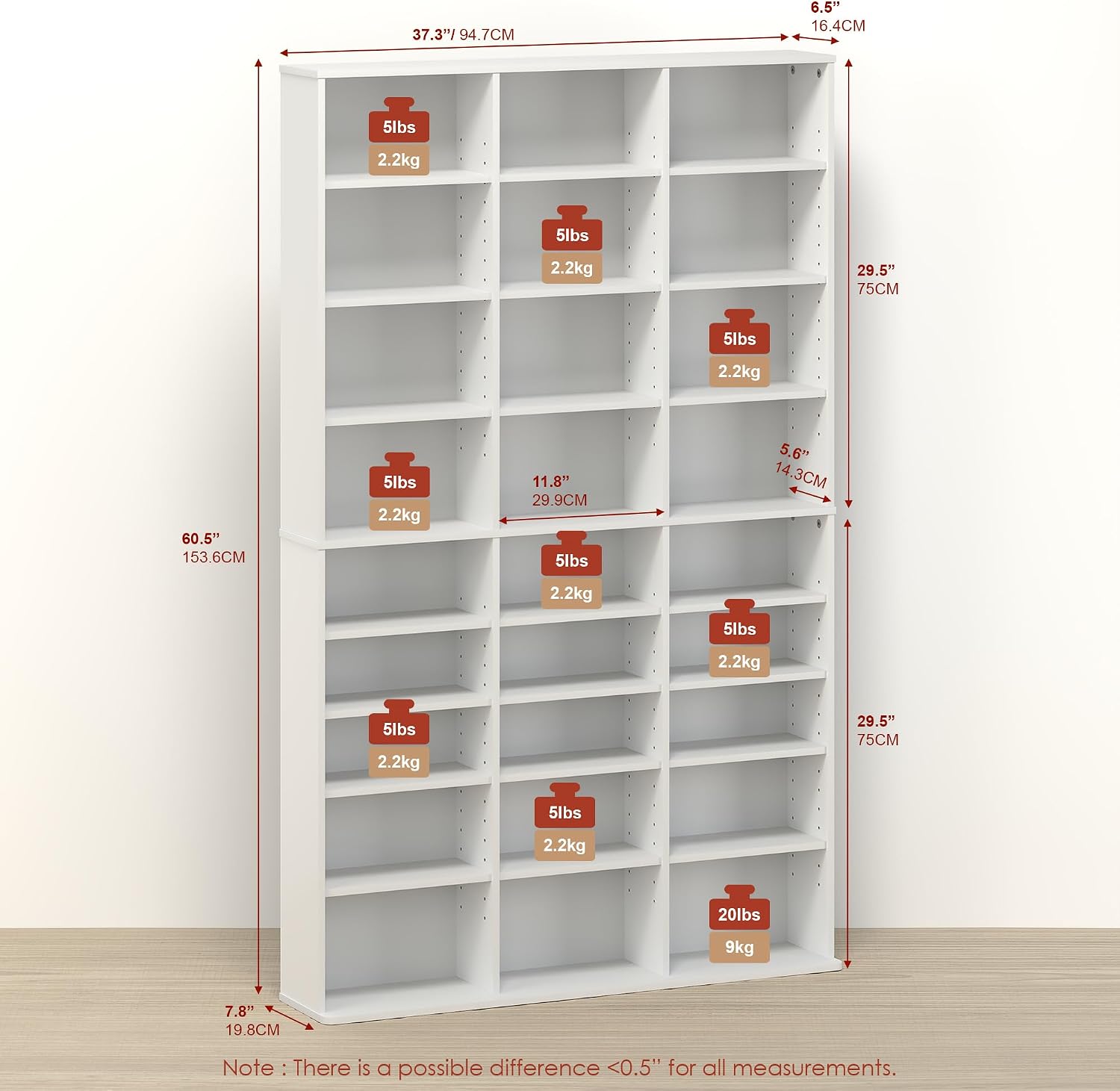 24‑Tier Adjustable Slim Media Storage Cabinet