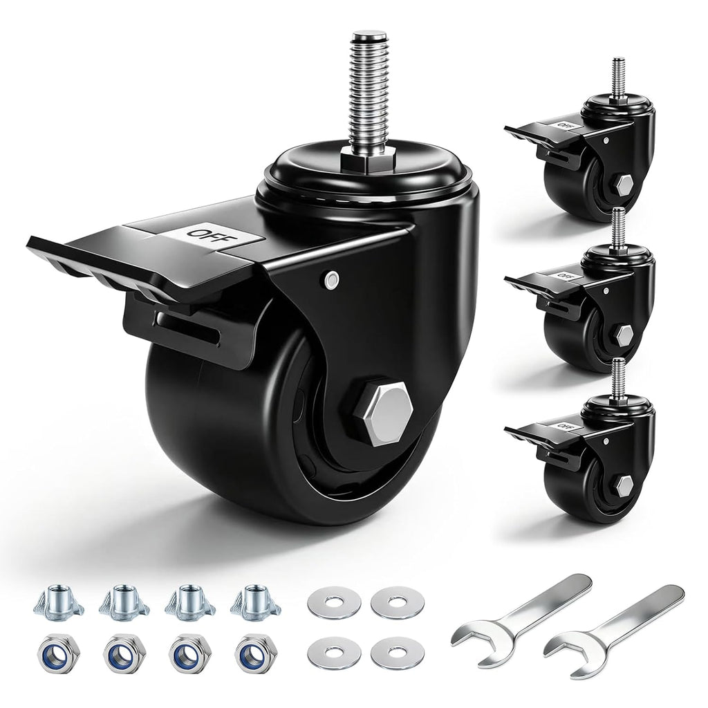 Heavy‑Duty Locking Swivel Stem Caster Wheels