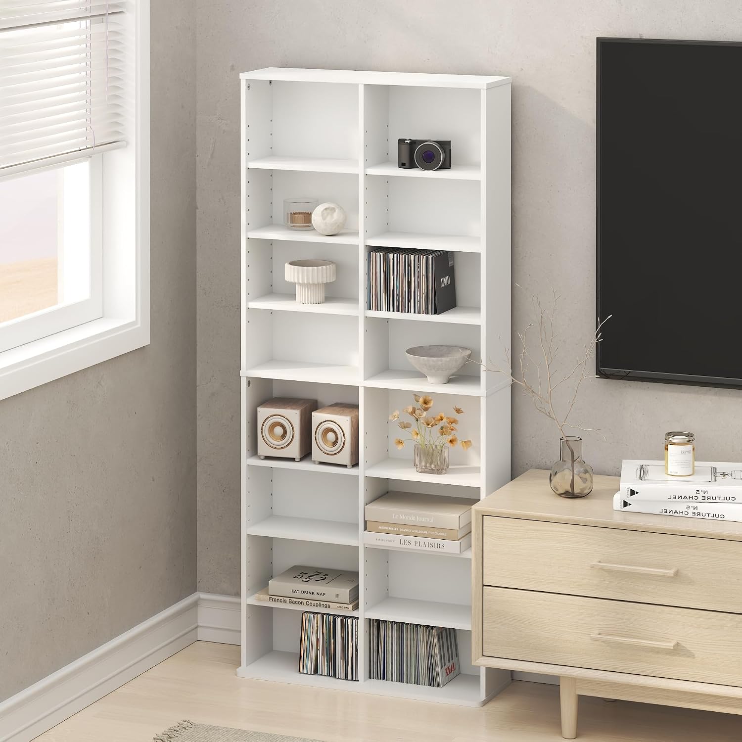 16‑Shelf Adjustable Media Storage Tower Organizer