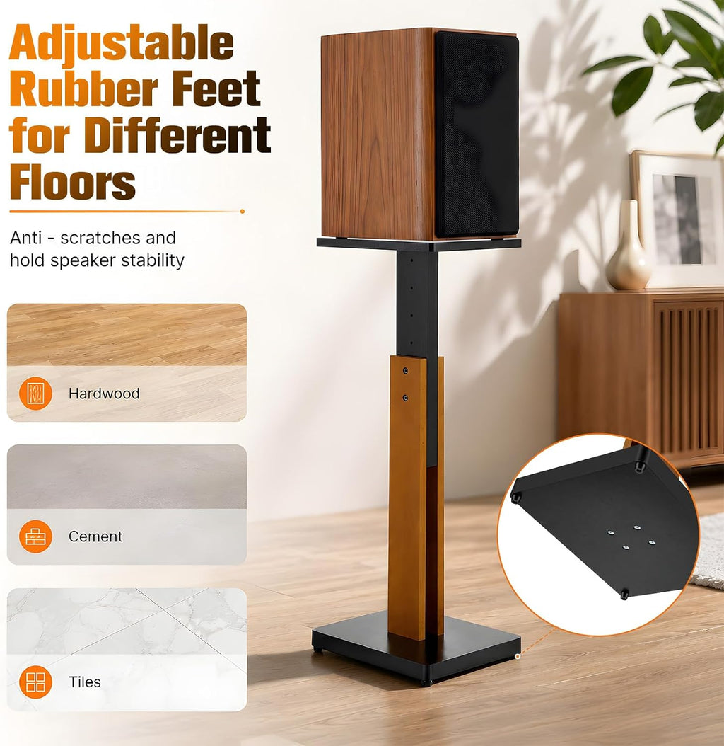 Adjustable Solid Wood Monitor Speaker Stands Pair