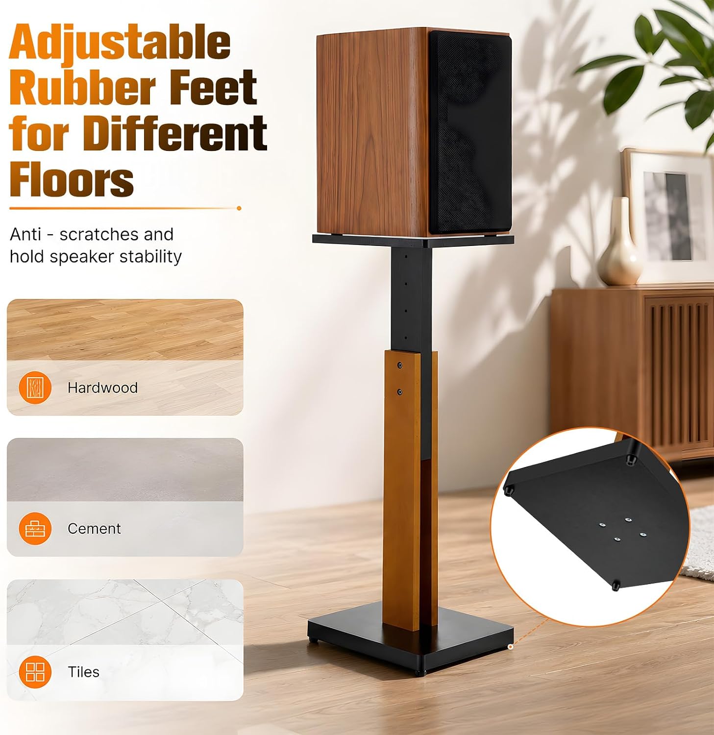 Adjustable Solid Wood Monitor Speaker Stands Pair