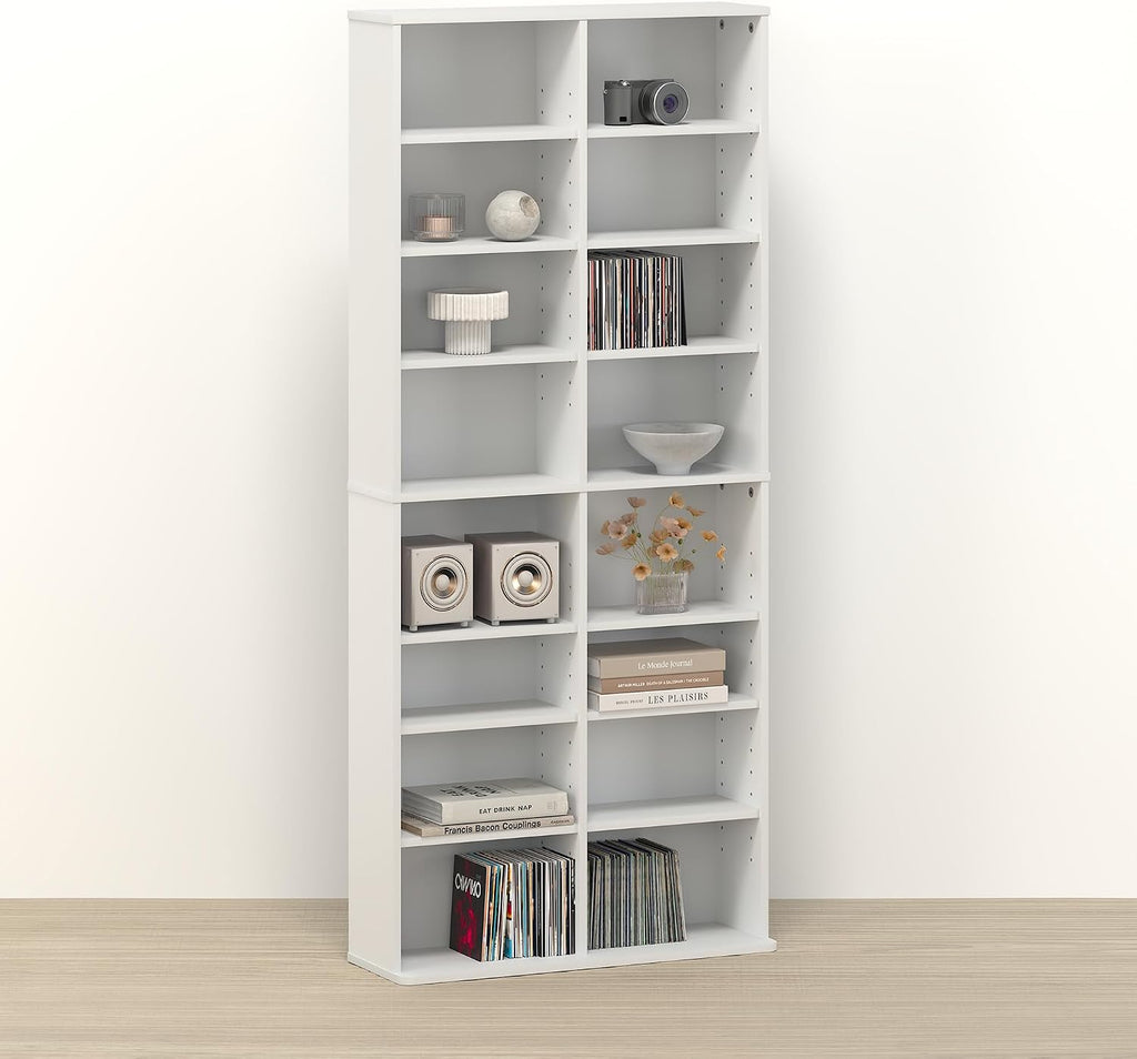 16‑Shelf Adjustable Media Storage Tower Organizer
