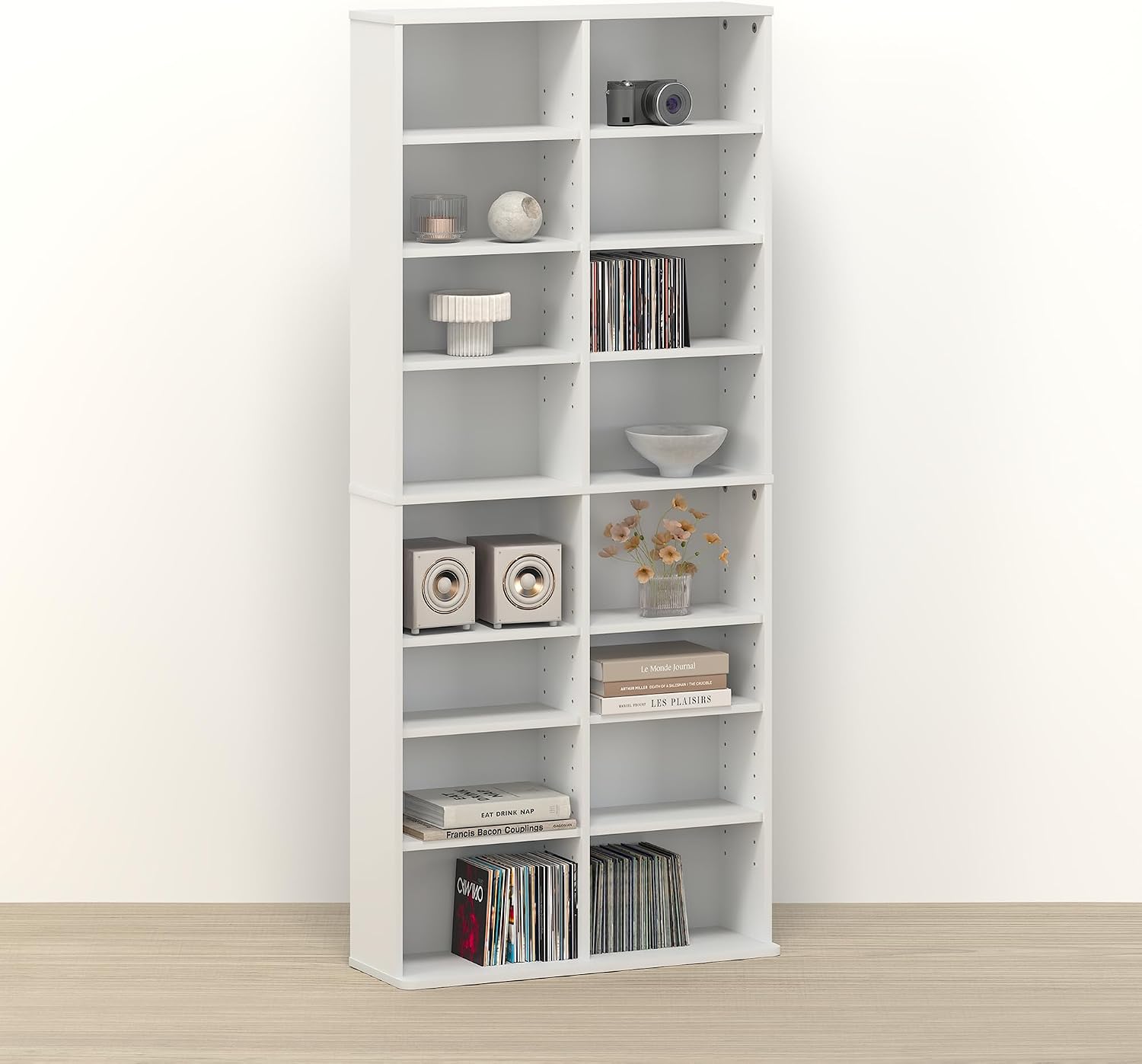 16‑Shelf Adjustable Media Storage Tower Organizer