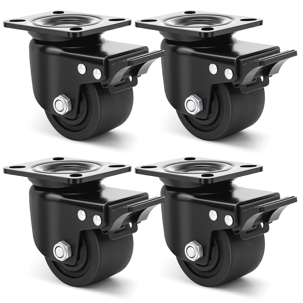 Industrial Low‑Profile Swivel Caster Wheels With Brake