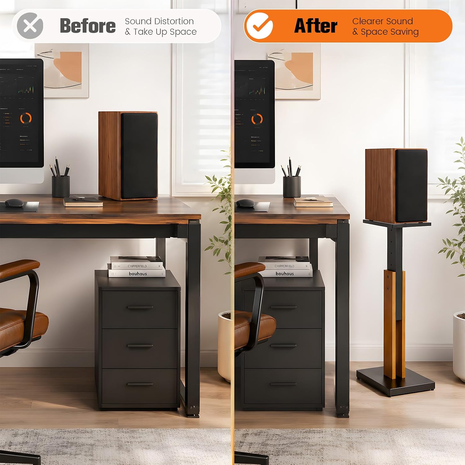 Adjustable Solid Wood Monitor Speaker Stands Pair