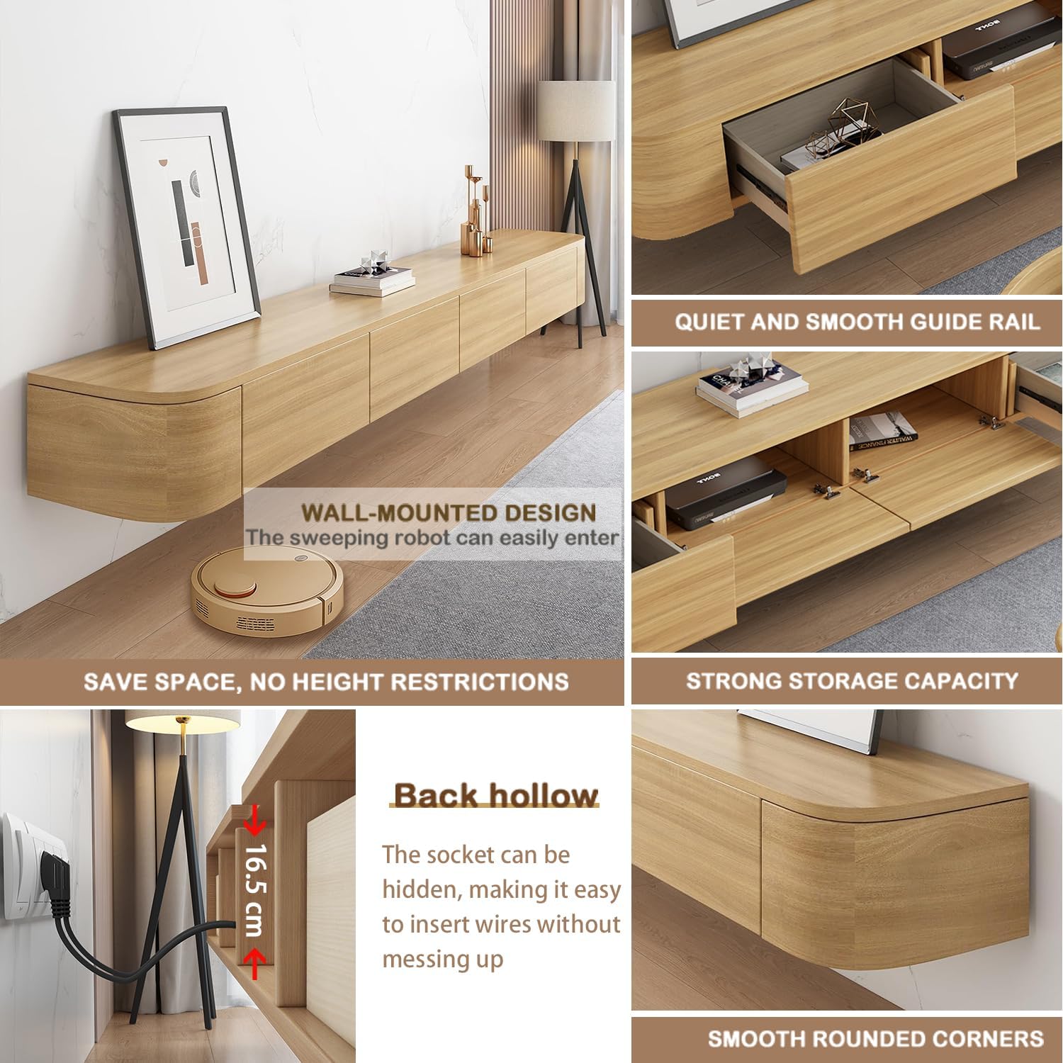 Wall‑Mounted Floating TV Console With LED Lights
