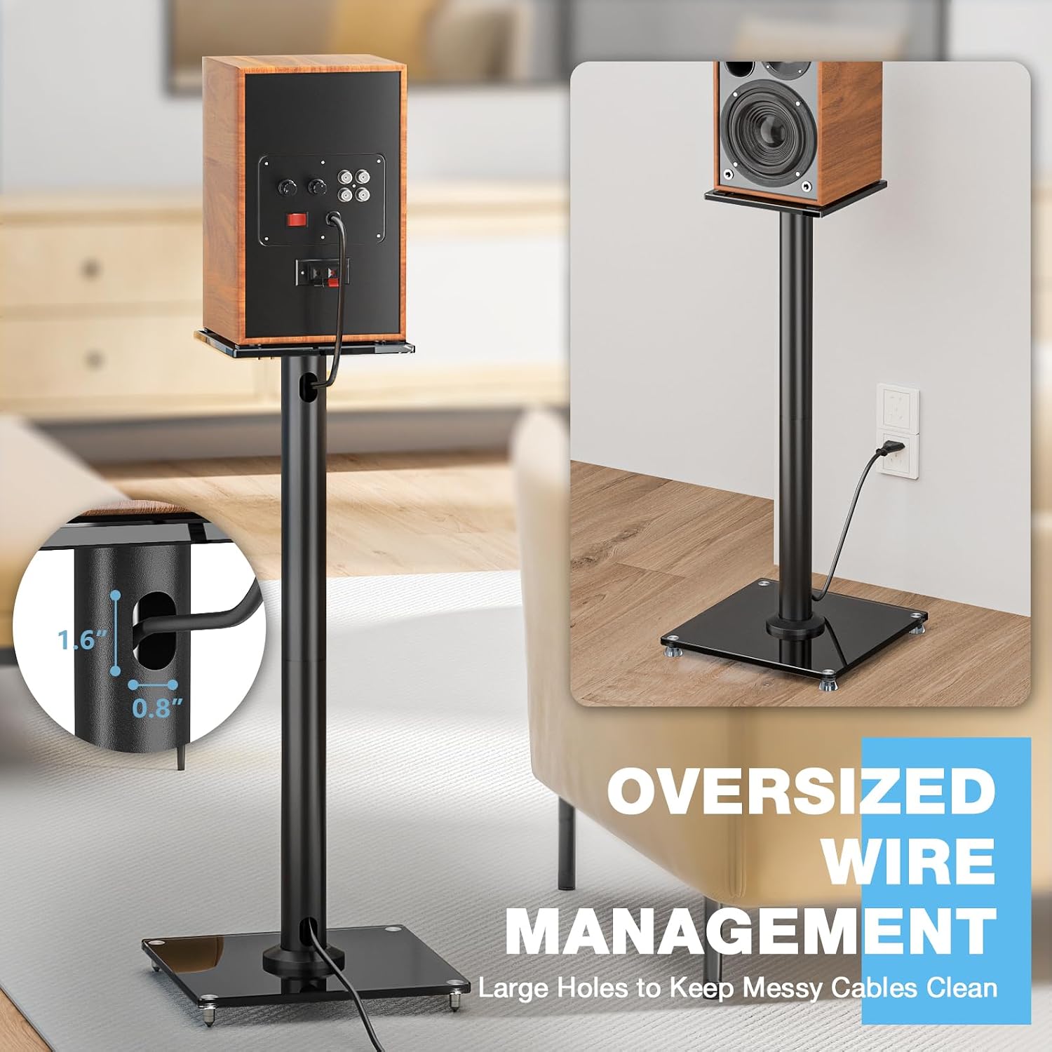 Swivel Heavy‑Duty Bookshelf Speaker Stands Pair