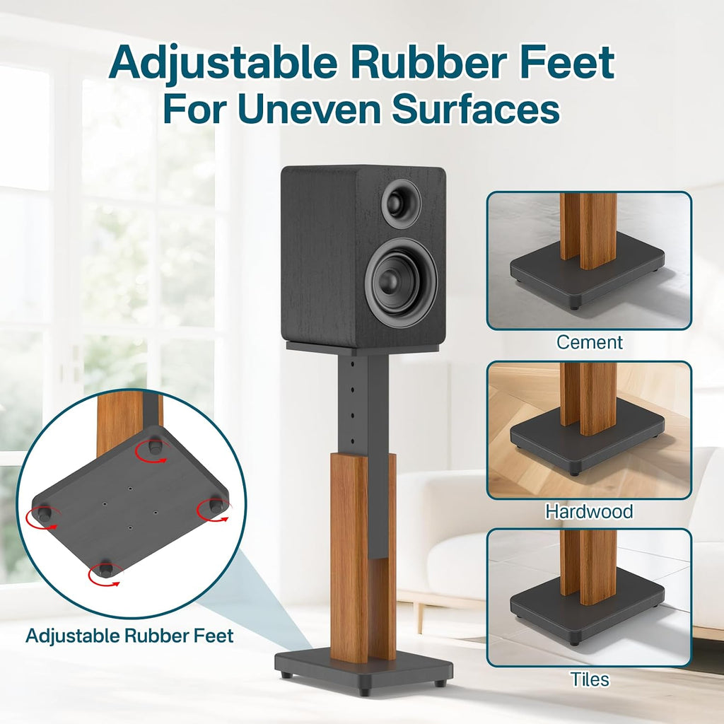 Adjustable Wood‑Grain Speaker Stands Pair