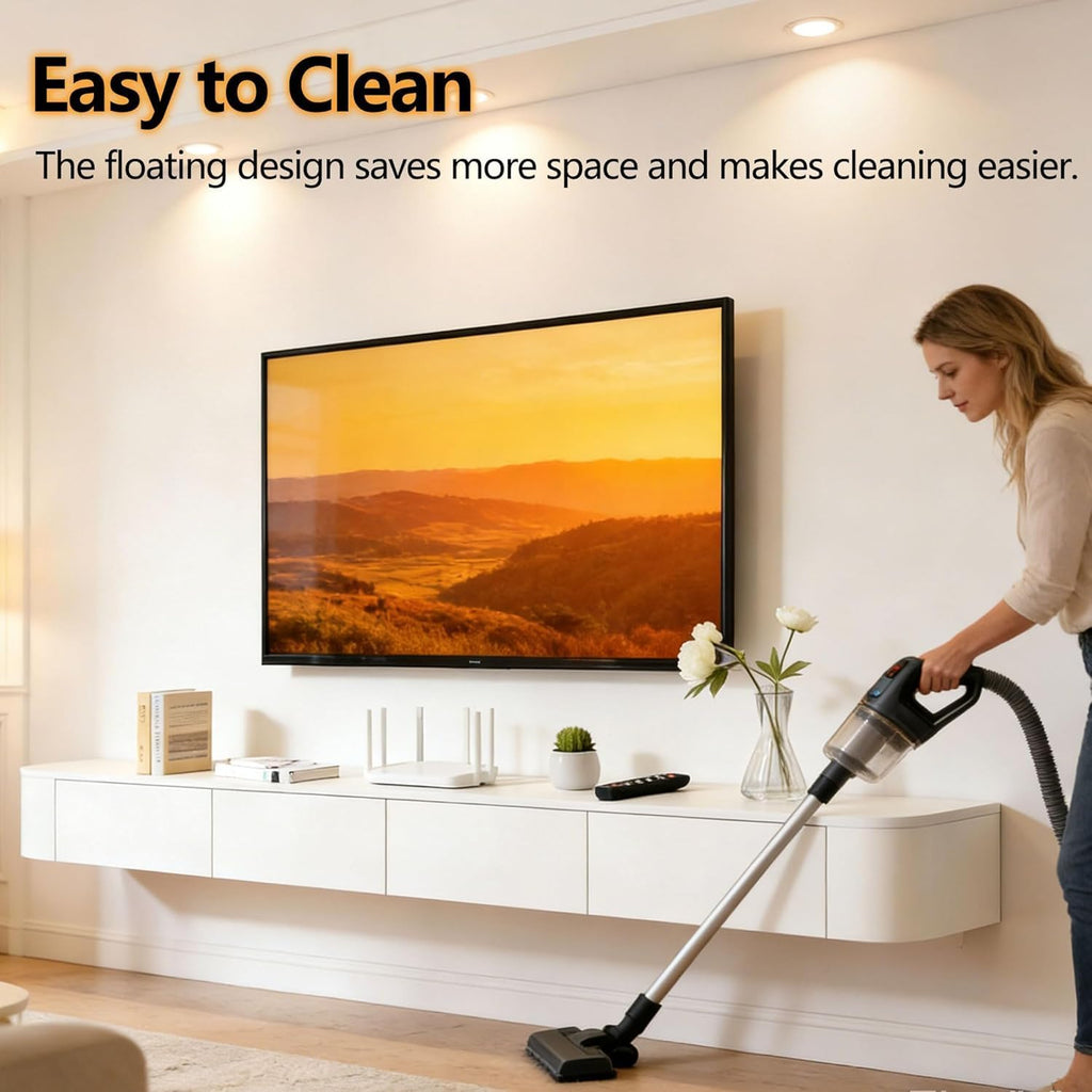 Modern White Wall‑Mounted Floating TV Console