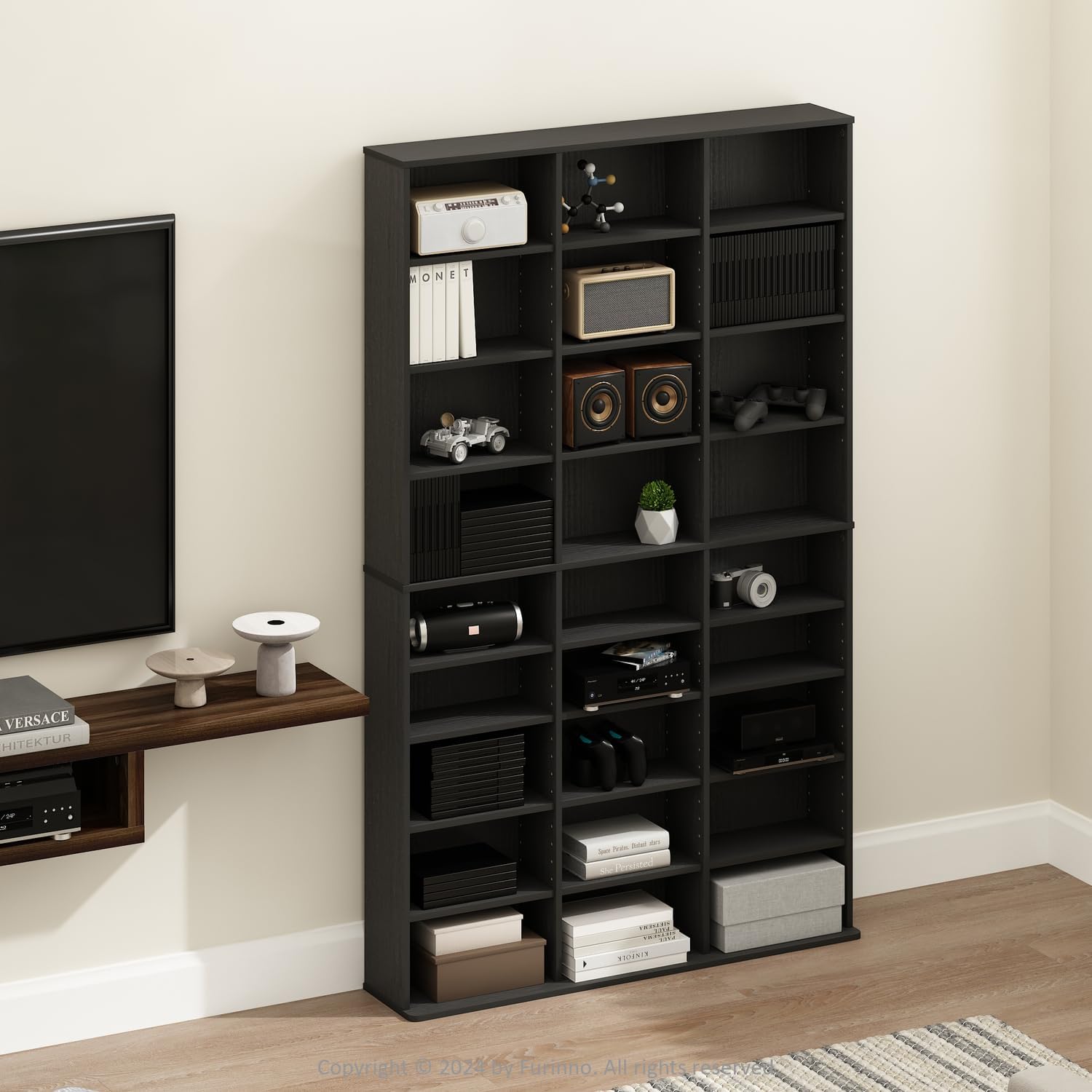 24‑Tier Adjustable Multimedia Storage Tower