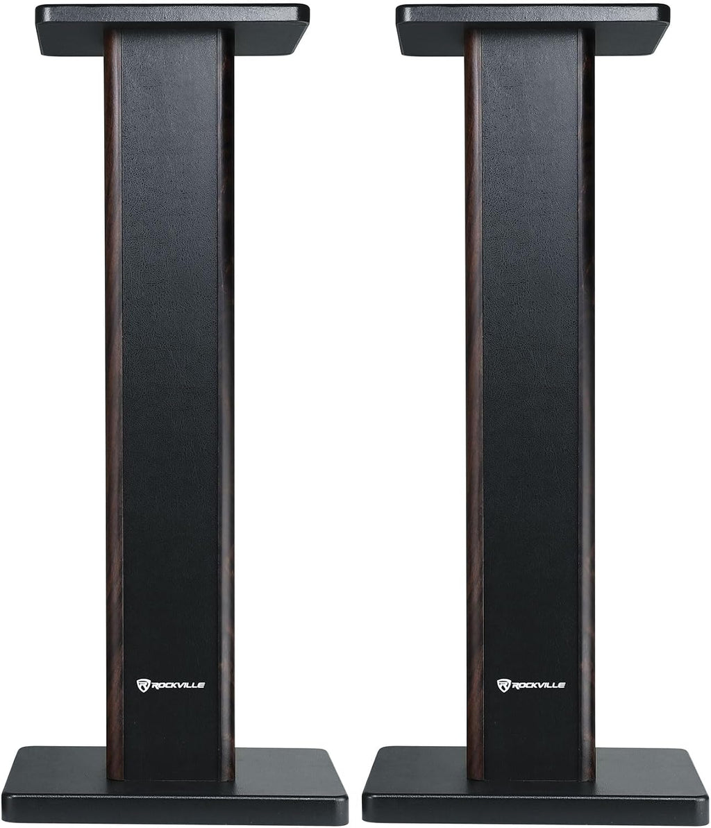 Dark Wood Home Theater Speaker Stands Pair