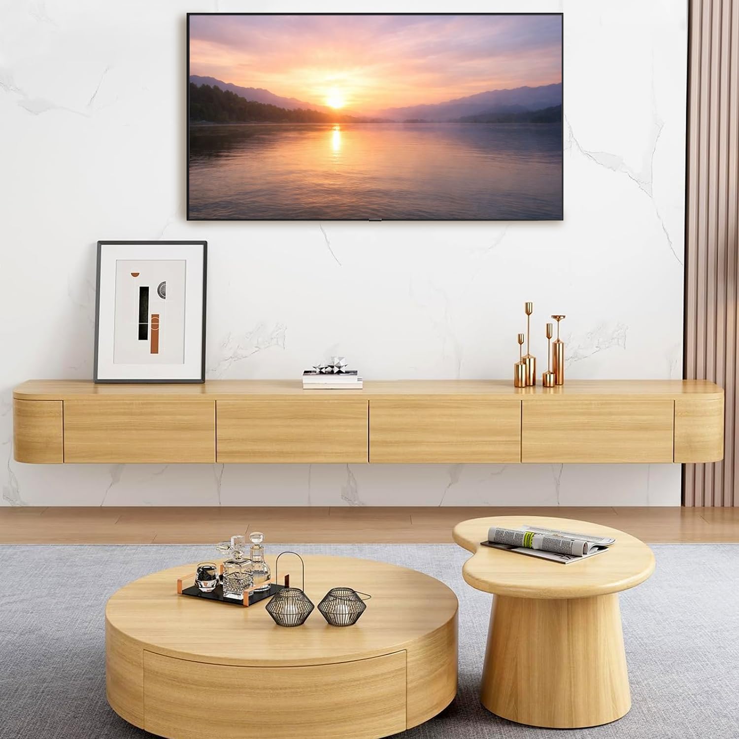 Wall‑Mounted Floating TV Console With LED Lights