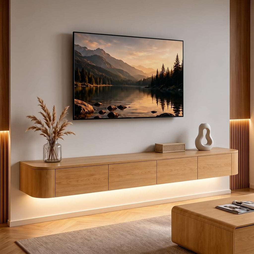 Wall‑Mounted Floating TV Console With LED Lights