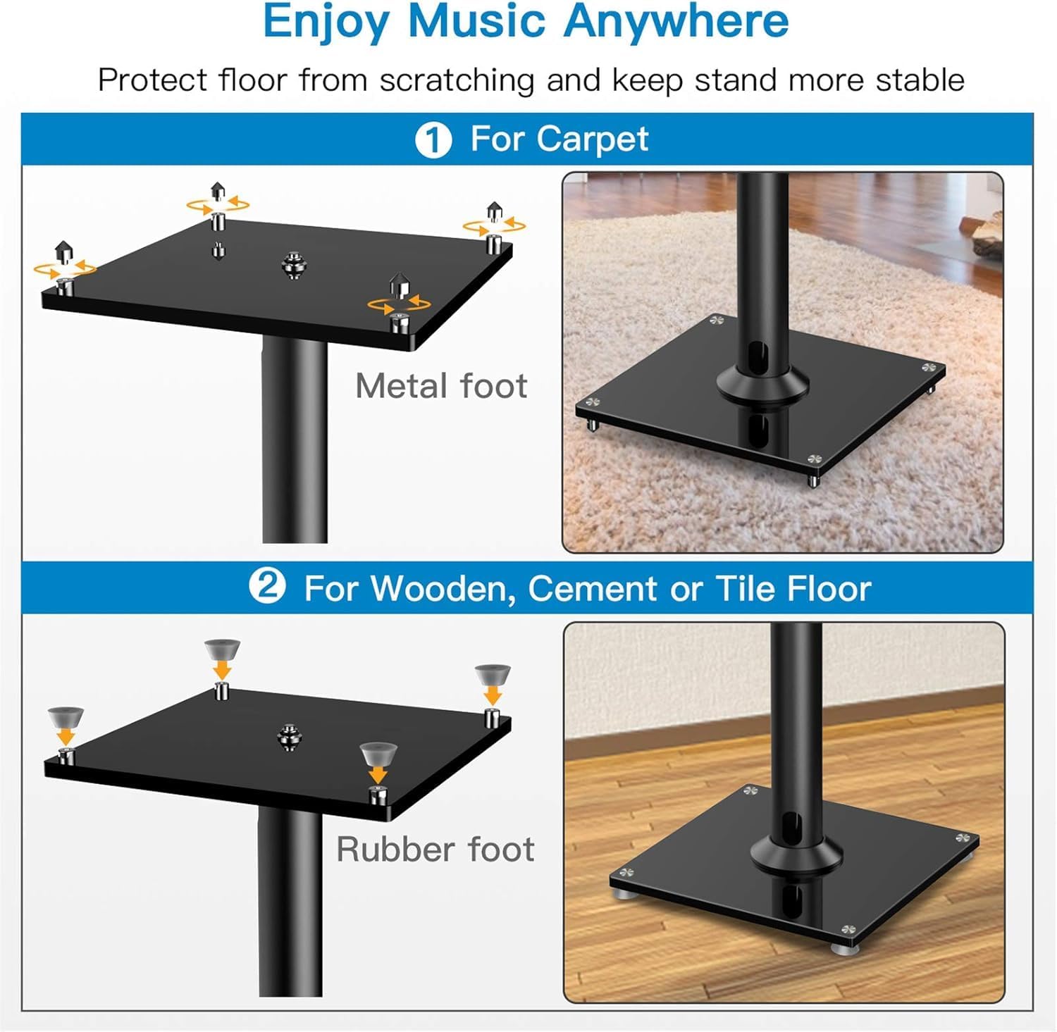 Universal Floor Surround‑Sound Speaker Stands