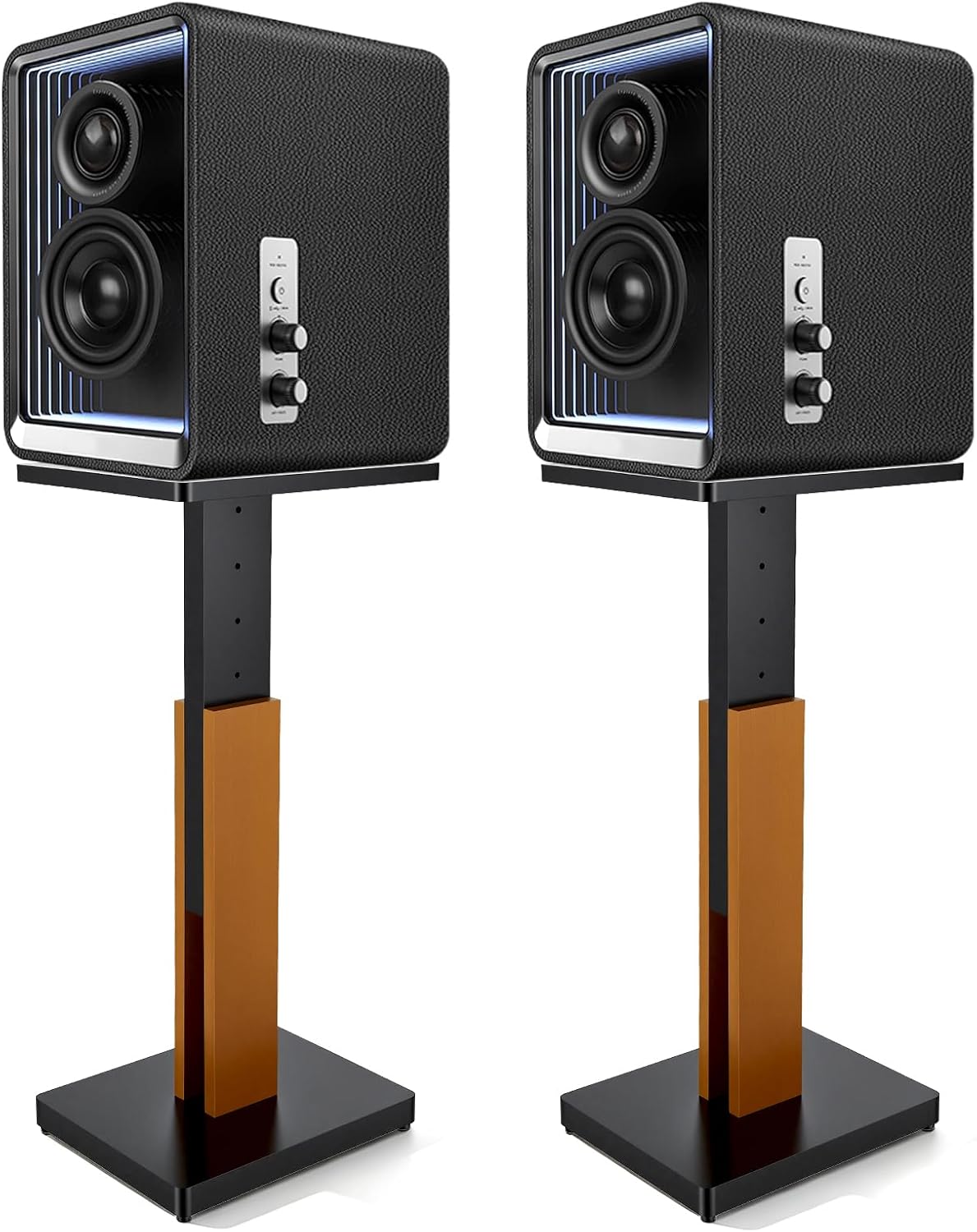 Adjustable Solid Wood Monitor Speaker Stands Pair