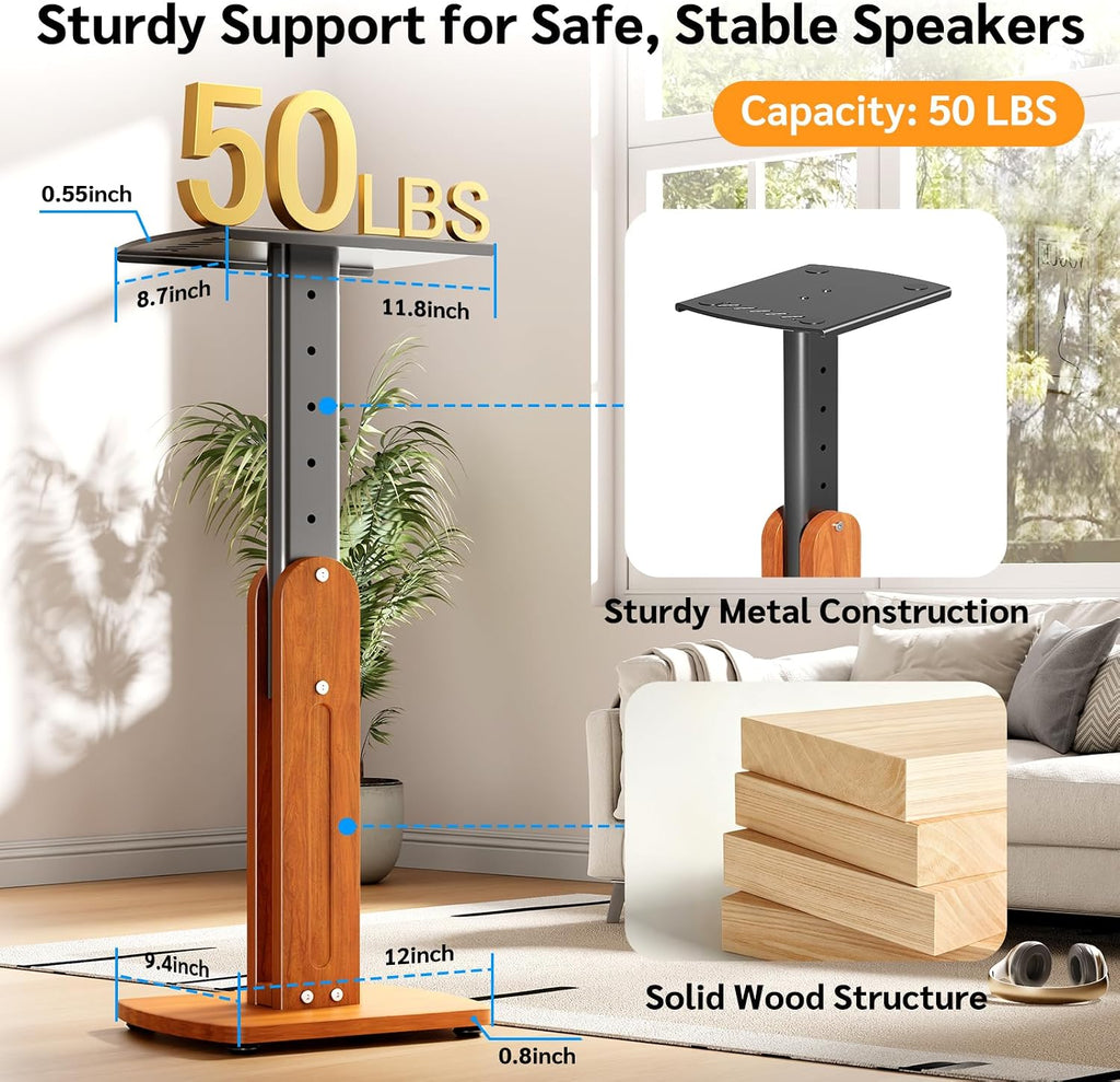 Solid Wood Monitor Speaker Stands Pair