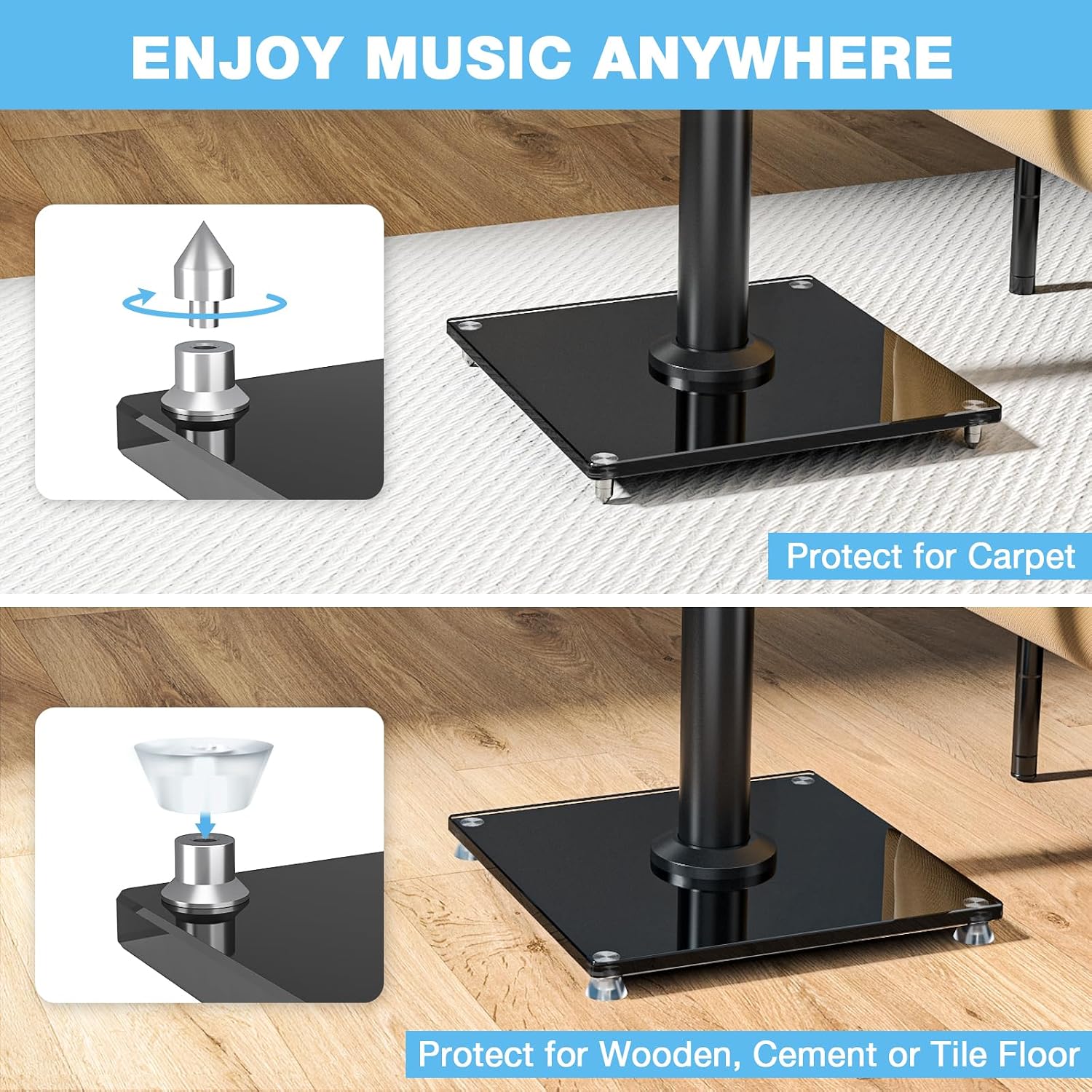 Swivel Heavy‑Duty Bookshelf Speaker Stands Pair