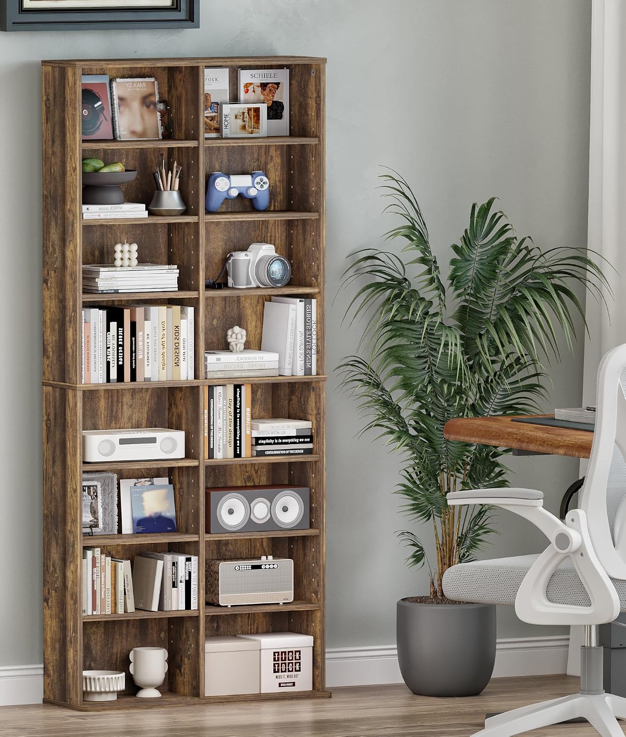 16‑Tier Adjustable Multimedia Storage Cabinet