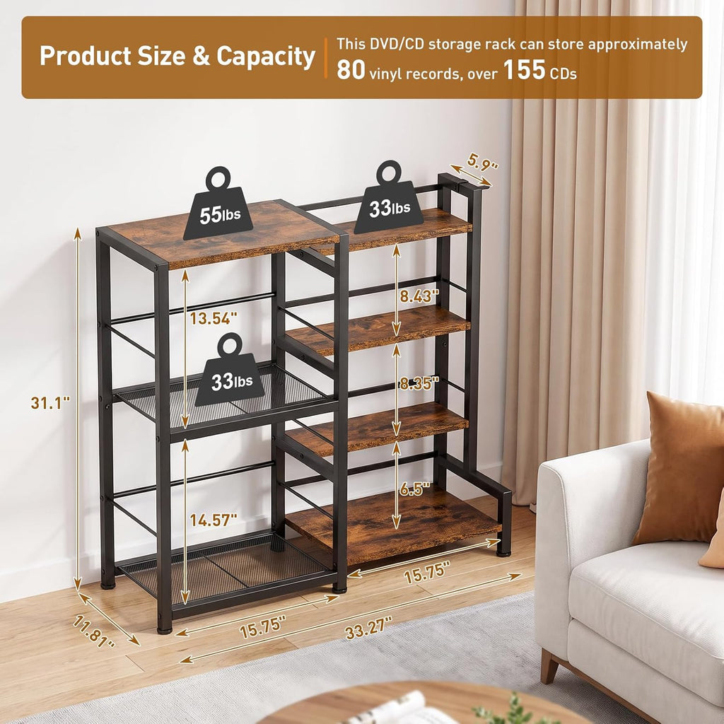 7‑Tier Rustic Media Storage Tower Organizer
