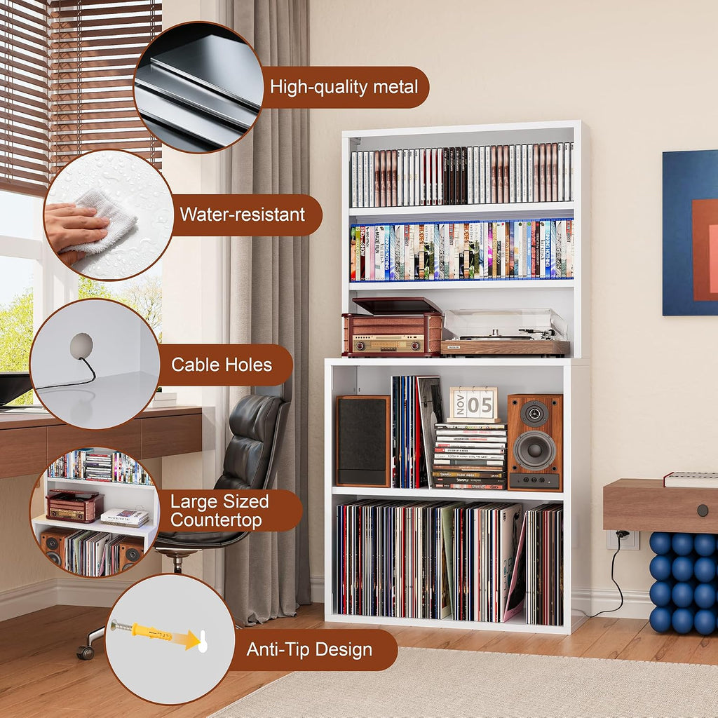 5‑Tier Multimedia Media Storage Tower