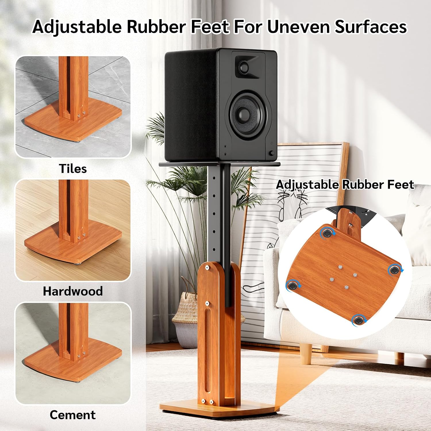 Solid Wood Monitor Speaker Stands Pair