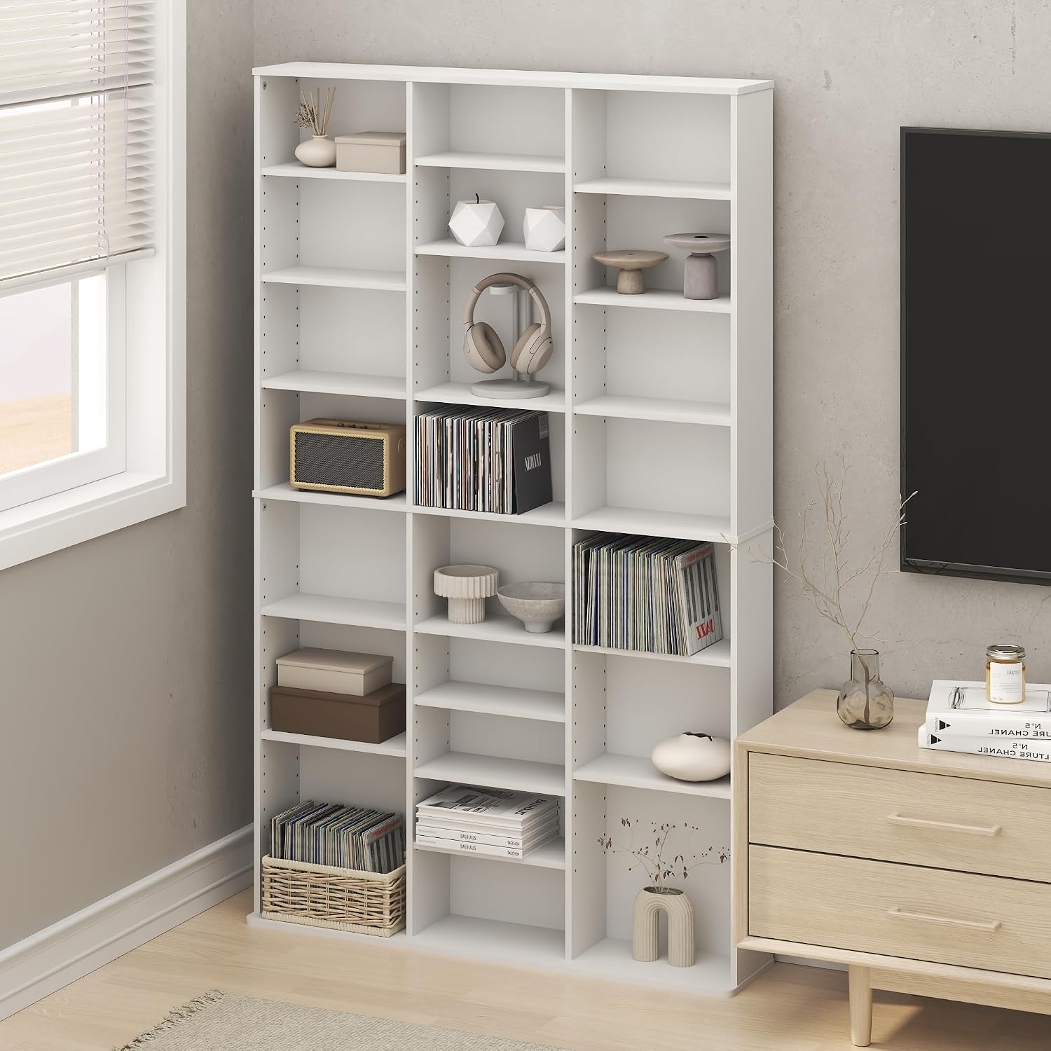 24‑Tier Adjustable Slim Media Storage Cabinet